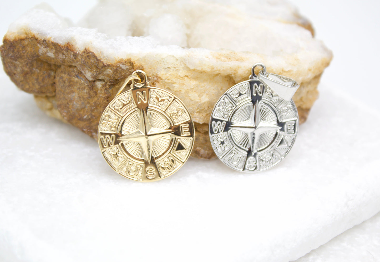 Gold Compass Pendant, Compass Jewelry Gift For Her-0