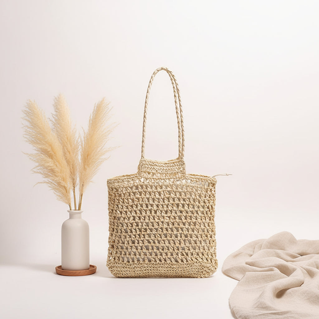 Hollow out straw beach bag Vacation Beach Bag Shoulder Bag-2