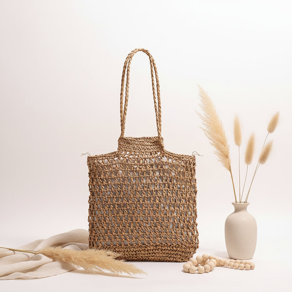Hollow out straw beach bag Vacation Beach Bag Shoulder Bag-3