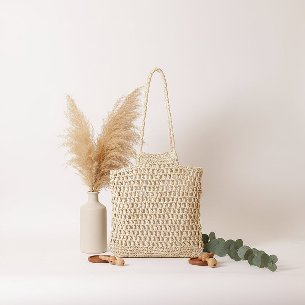 Hollow out straw beach bag Vacation Beach Bag Shoulder Bag-5