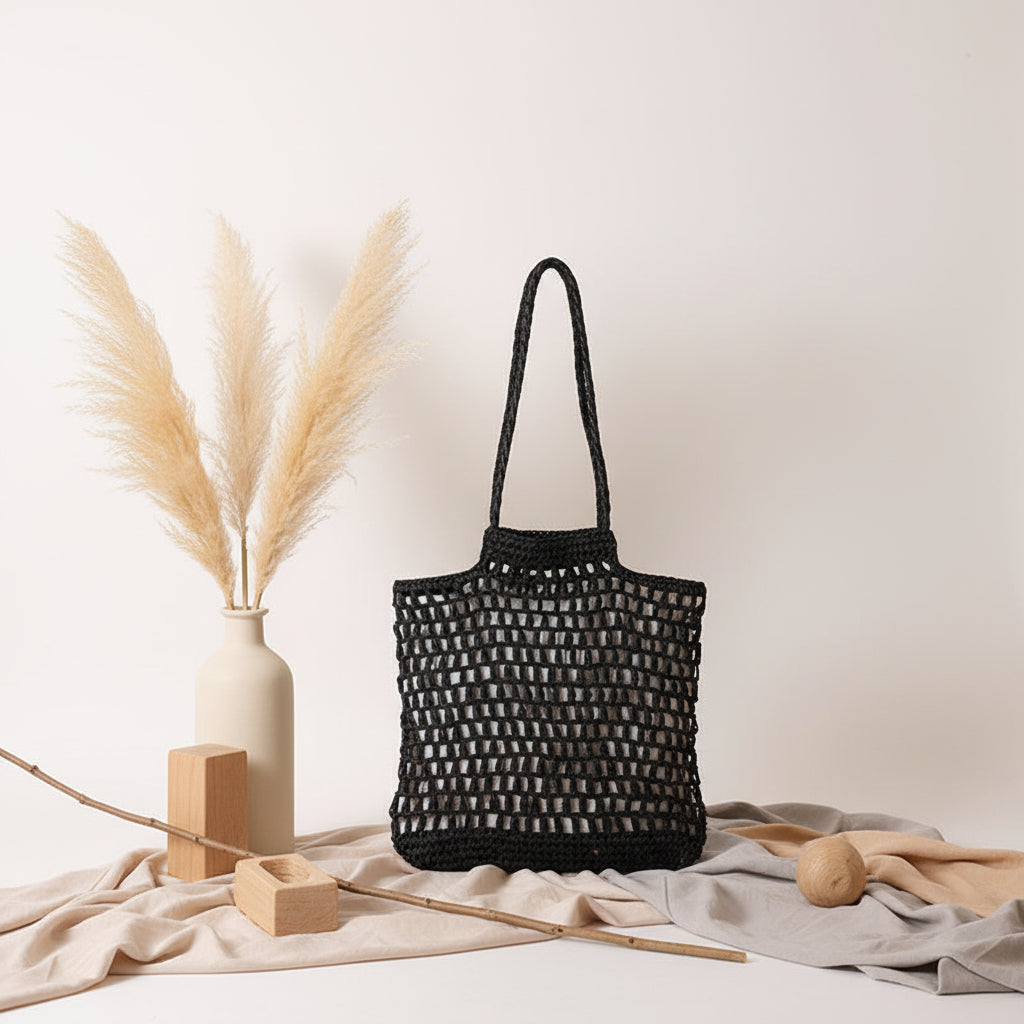 Hollow out straw beach bag Vacation Beach Bag Shoulder Bag-6