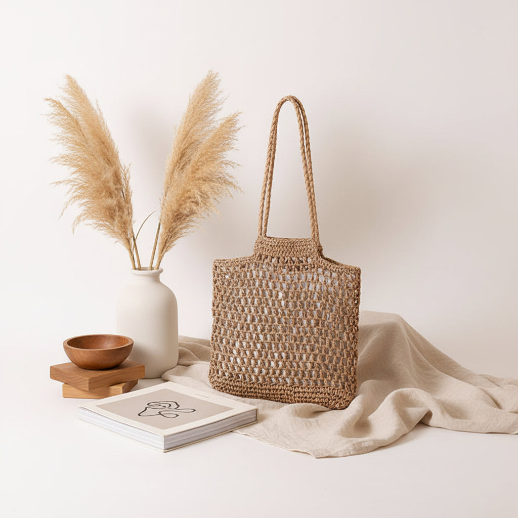 Hollow out straw beach bag Vacation Beach Bag Shoulder Bag-4