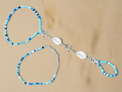 Beachy Anklet Toe Ring Barefoot Sandal Anklet-2